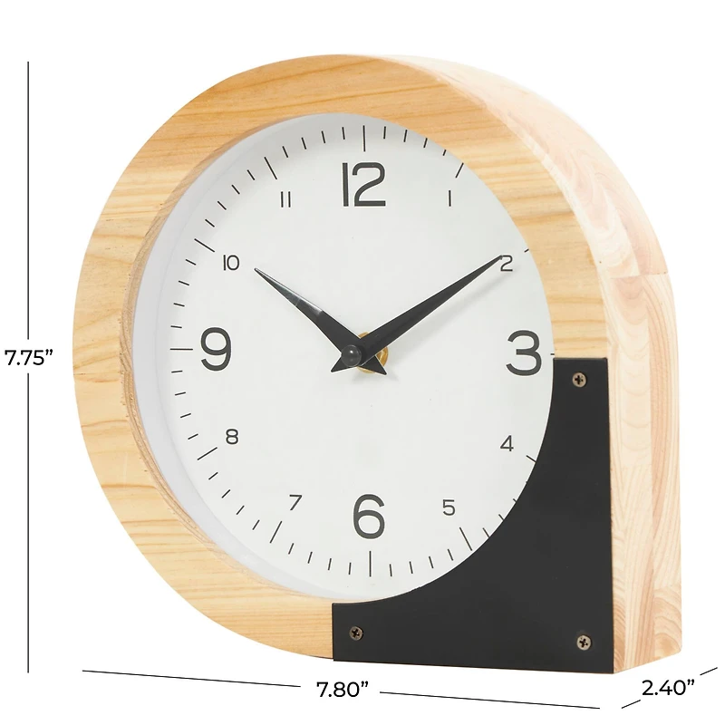 8" Light Brown Wood Round Abstract Clock