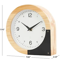 8" Light Brown Wood Round Abstract Clock