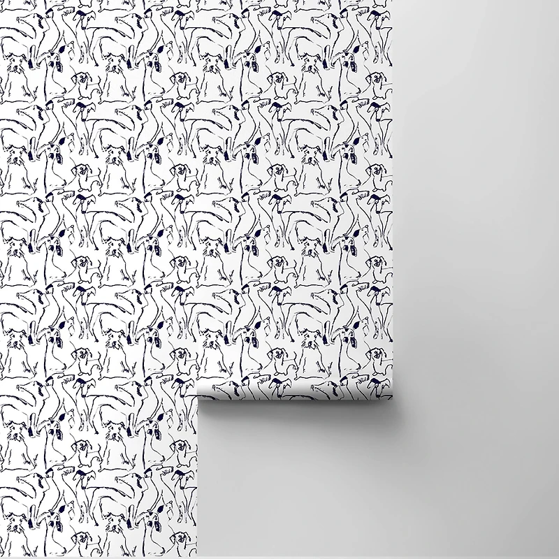 Surface Style Dog Doodle Ink Peel & Stick Wallpaper