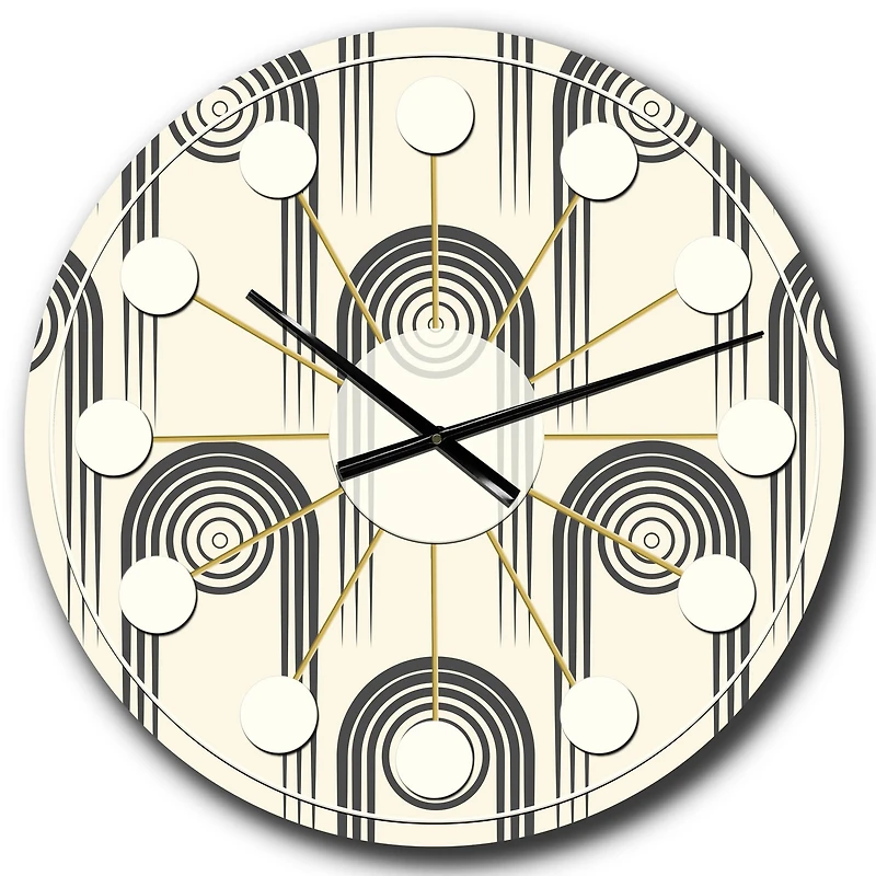 Designart 'Retro Curved Minimal Geometric Ornament Ii Mid-Century Modern Wall Clock