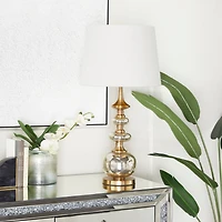 Gold Linen Transitional Buffet Lamp, 30" x 15" x 15"