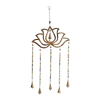 Gold Mango Wood Eclectic Style Windchime, 15" x 30"