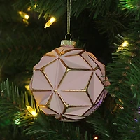 4" Pink & Gold Geometric Glass Ball Ornament