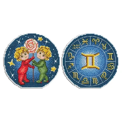 MP Studia Zodiac Signs Gemini Plastic Canvas Counted Cross Stitch Kit