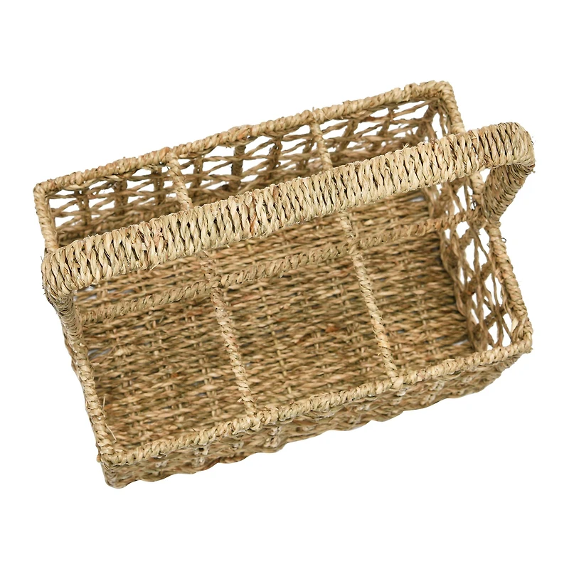 Hello Honey® Natural Handwoven Seagrass 6 Section Caddy with Handle