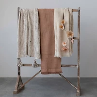 Hello Honey® Brown & Cream Cotton Throw Blanket with Oversized Tassels