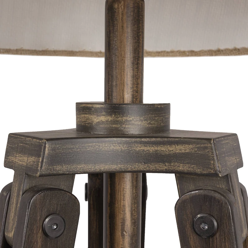 Hello Honey® 5ft. Mid-Century Modern Wood Floor Lamp with Burlap Drum Shade