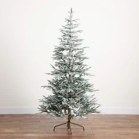 7ft. Pre-Lit Flocked Woodland Fir Artificial Christmas Tree, Warm White LED Lights
