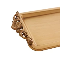 24" Bronze Brushed Metal Tray with Antique Scroll Handles