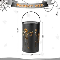 Glitzhome® 10.75" Halloween Metal Skeleton Solar Powered LED Lantern