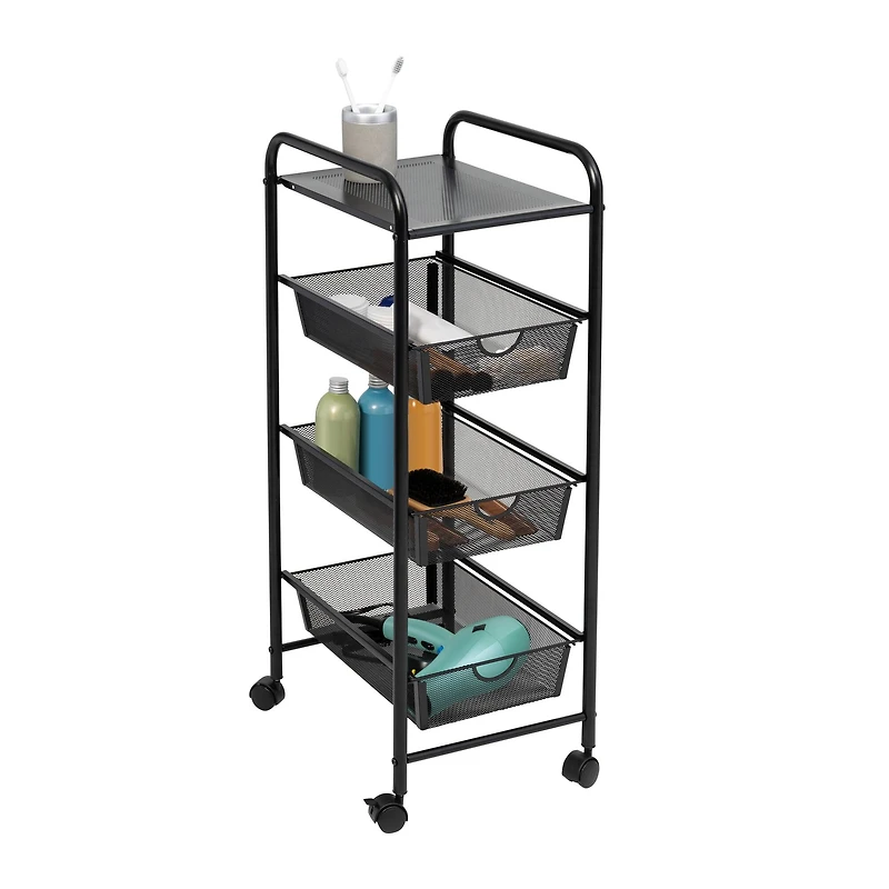 Honey Can Do Black Metal 3-Drawer Rolling Storage Cart