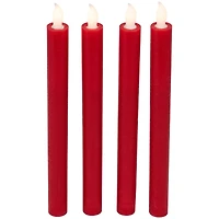 LED Flickering Flameless Taper Christmas Candles - 9.75" - Red - Set of 4