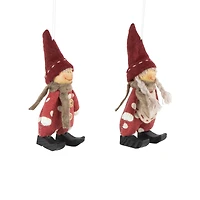 Red Polka Dot Boy & Girl Hanging Fabric Christmas Ornament Set