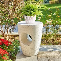Glitzhome® 18" Multi-Functional White Terrazzo Garden Stool