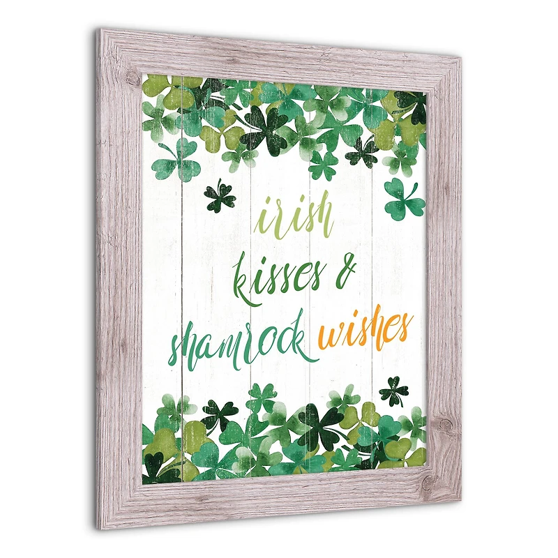 Irish Kisses Shamrock Wishes Framed Print 16" x 20" Western White Framed Print