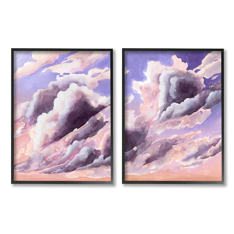 Stupell Industries Cumulus Cloudy Sky Blue Orange Sunset in Frame Wall Art