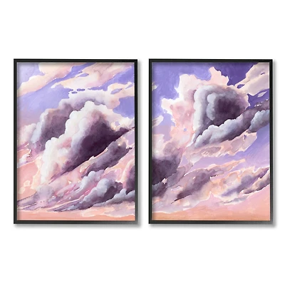 Stupell Industries Cumulus Cloudy Sky Blue Orange Sunset in Frame Wall Art