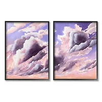 Stupell Industries Cumulus Cloudy Sky Blue Orange Sunset in Frame Wall Art