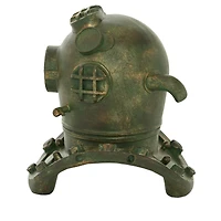 Bronze Polystone Coastal Decorative Antique Diving Helmet, 10" x 8" x 9"