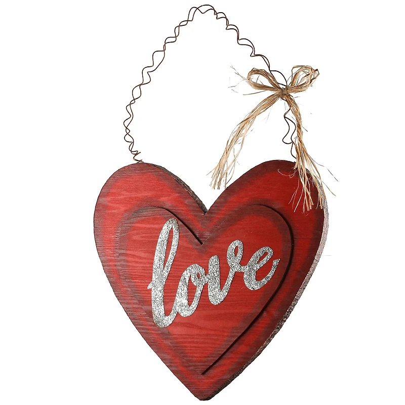 14" Wood Valentine Heart Wall Décor