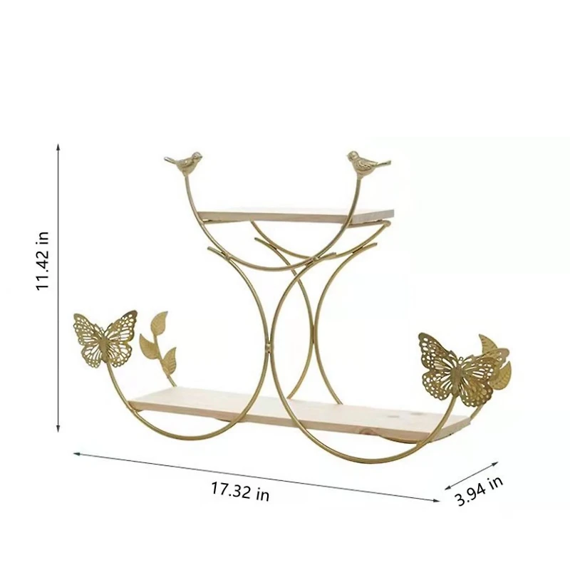 NEX™ Gold Iron Butterfly Models 2-Tier Floating Wall Shelf
