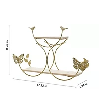 NEX™ Gold Iron Butterfly Models 2-Tier Floating Wall Shelf