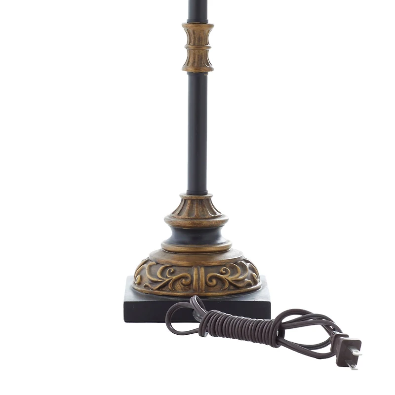 Brass Metal Tuscan Table Lamp, 33" x 10" x 10"