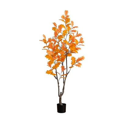 6ft. Orange Oak Artificial Potted Potted Tree