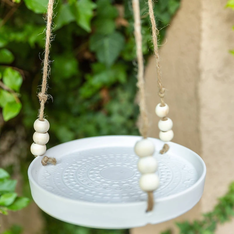 Flora Bunda® 8" Matte White Mayan Ceramic Hanging Planter