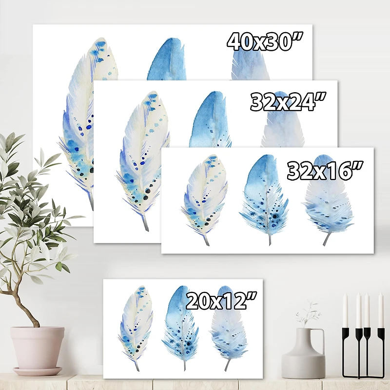 Designart - Blue Boho Feathers II