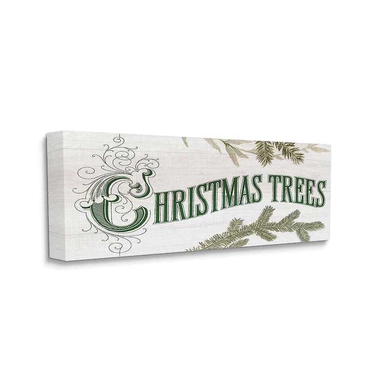 Stupell Industries Christmas Trees Ornate Letters Canvas Wall Art