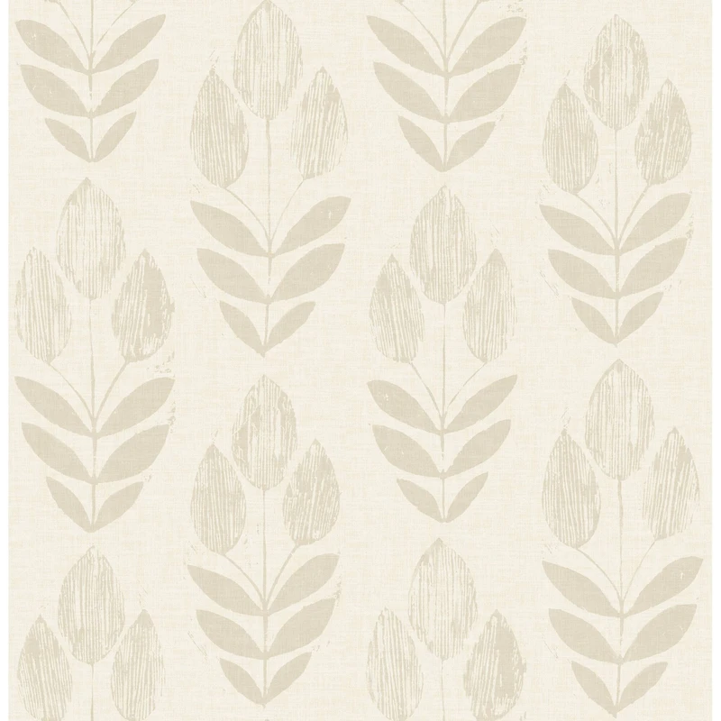 NuWallpaper Cream Folk Tulip Peel & Stick Wallpaper