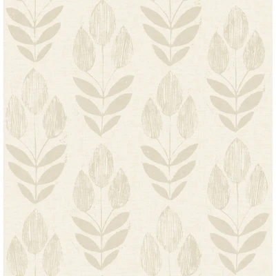 NuWallpaper Cream Folk Tulip Peel & Stick Wallpaper