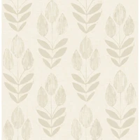 NuWallpaper Cream Folk Tulip Peel & Stick Wallpaper