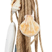Brown Jute Rope Fish Hanging Wall Décor with Blue Starfish and Shell Accents