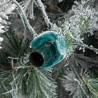 7ft. Pre-Lit Snowy Bristle Pine Artificial Christmas Tree, Warm White LED Lights