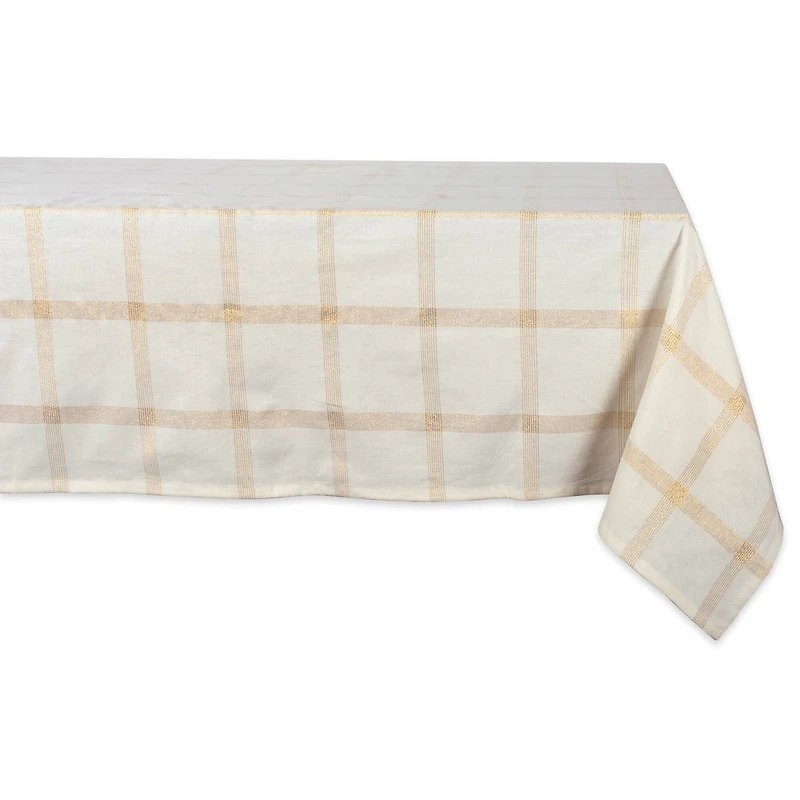 DII® 120" Gold Lurex Plaid Tablecloth
