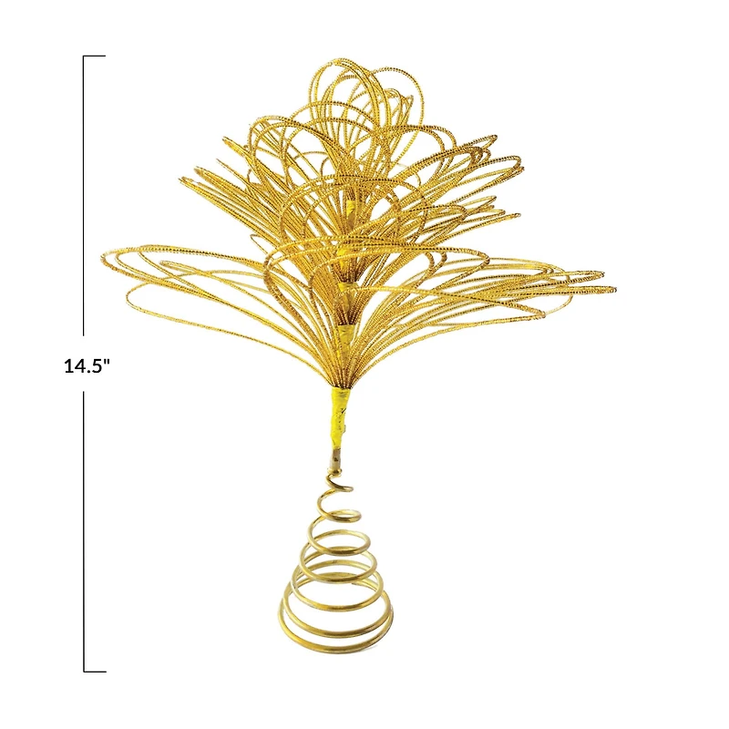 Hello Honey® 14.5" Gold Finish Metal & Glass Beaded Tree Topper