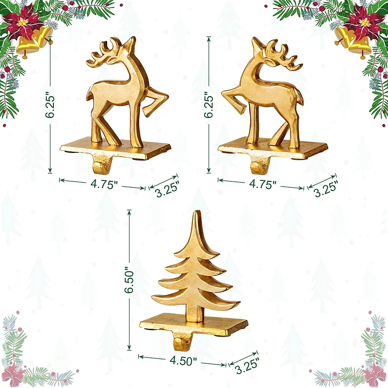 Glitzhome® Christmas Resin Tree and Reindeer Stocking Holder Set