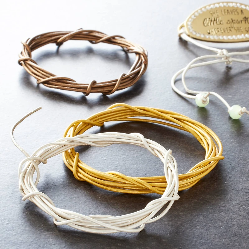 12 Packs: 1mm Metallic Round Leather Cording Pack by Bead Landing™