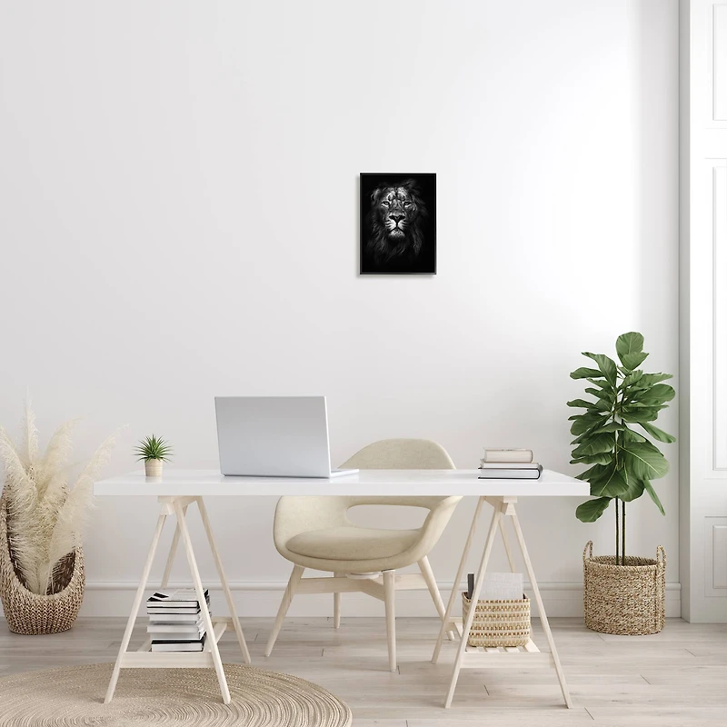 Stupell Industries King Of The Jungle Lion Portrait Black Framed Wall Art