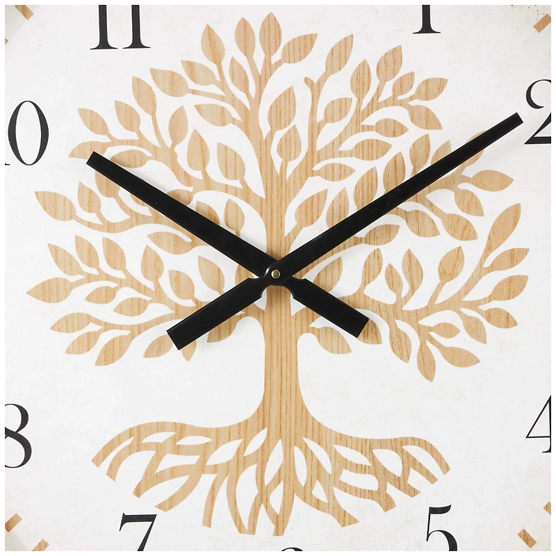 23.5" Natural Brown & Cream Tree Wall Clock