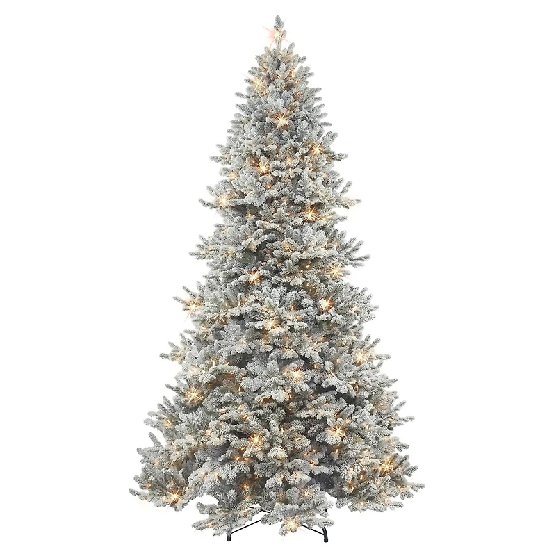 9ft. Pre-Lit Flocked Royal Majestic Spruce Tree, Clear Lights