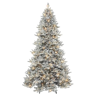 9ft. Pre-Lit Flocked Royal Majestic Spruce Tree, Clear Lights
