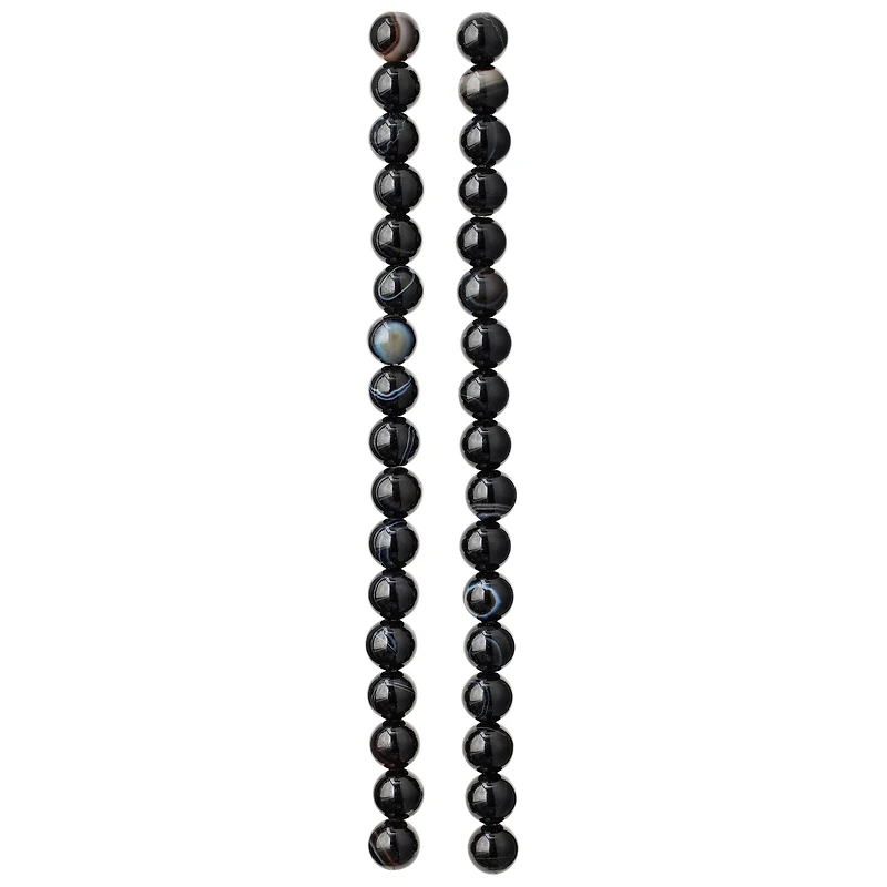 Black Agate Round Beads, 6mm by Bead Landing™