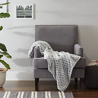 DII® Gray Chevron Plush Throw