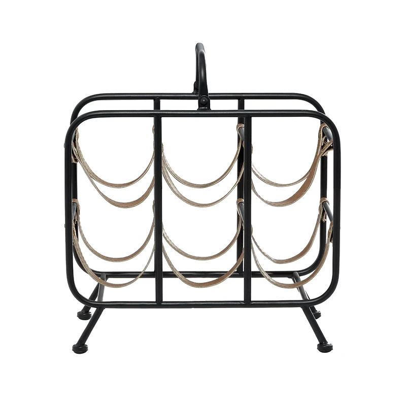 16" Black Metal Contemporary Wine Rack