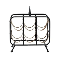 16" Black Metal Contemporary Wine Rack
