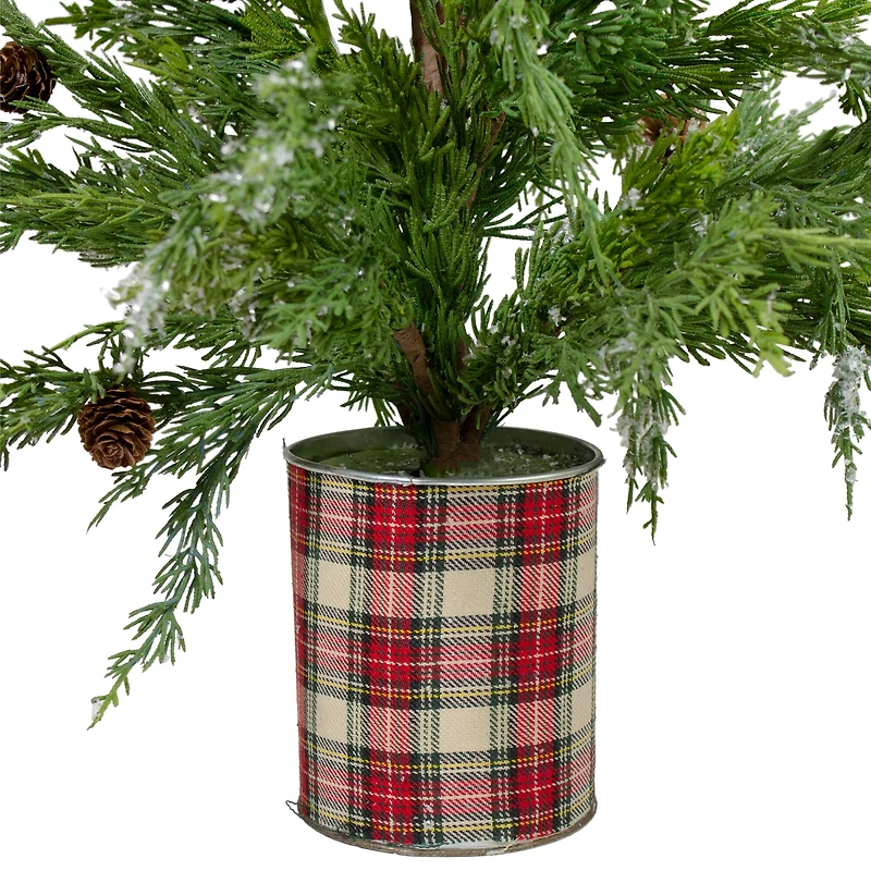 24" Unlit Iced Cedar Artificial Potted Christmas Tree