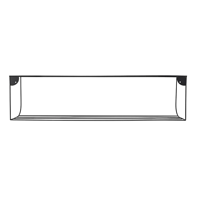 Hello Honey® 40" Matte Black Metal Two-Tier Wall Shelf